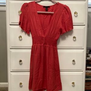 Forever 21 Coral Deep V Neck Dress